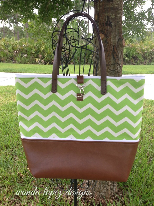 Chevron-and-Leather-Tote-in-Green-WandaLopezDesigns-2014